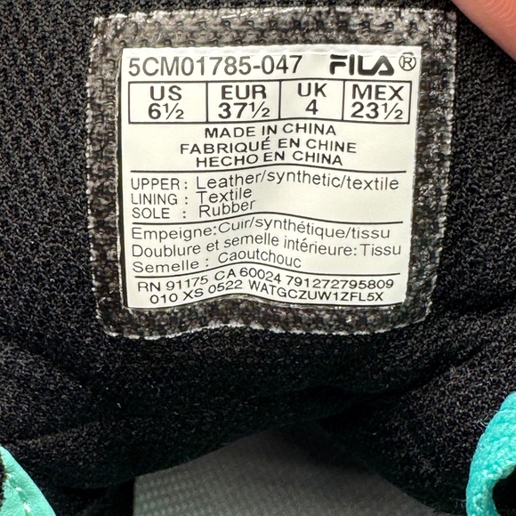 NWOT FILA V10 Lux Color Fade High-top Sneakers Black/Teal Velcro Lace-up Sz 6.5 - Picture 9 of 9